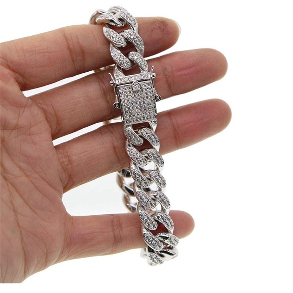 Men Gold Plated Cuban Link Chain Bracelet new - Picture 3 of 3